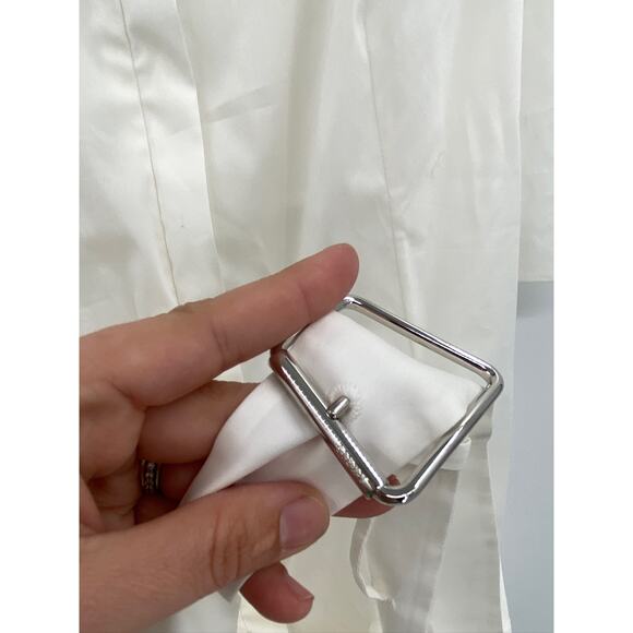 Akris Ecru White Belted Sleeveless Poplin Cape Back Tunic Blouse Size 12 NWT - Picture 3 of 7